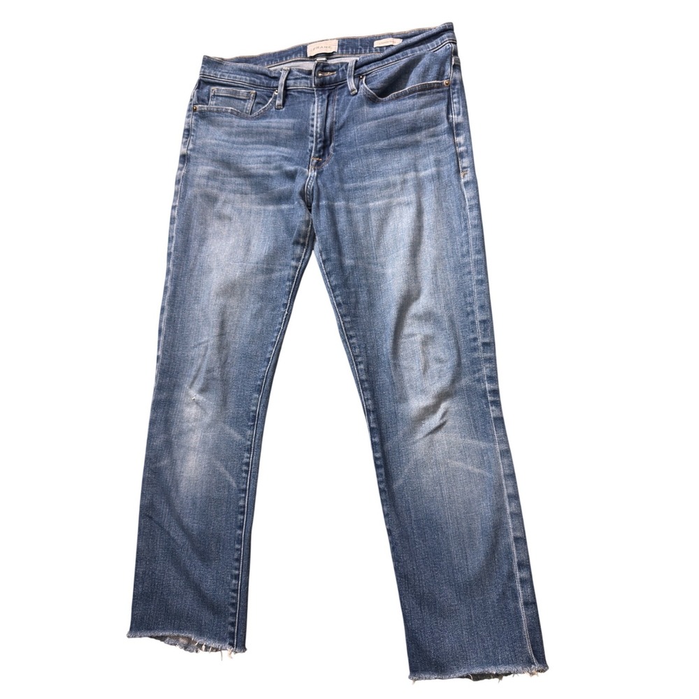 FRAME L'Homme Skinny Jeans Mens 33 Jenson Blue Raw Hem‎ LMHK469 Denim AA25